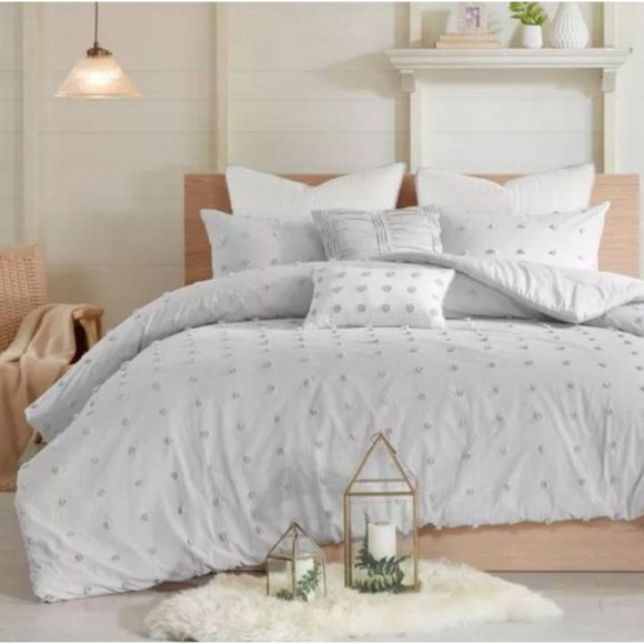 Urban Habitat 5-Piece Ivory 100% Cotton Dot Duvet Cover Set - Twin, Twin XL - Picture 1 of 16
